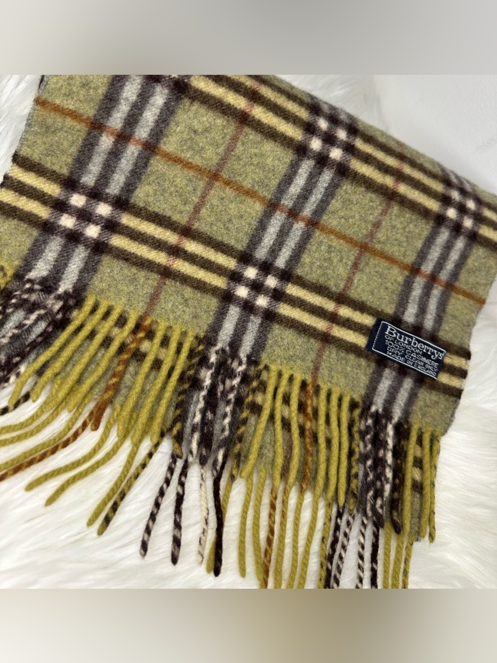 Vintage BURBERRY Olive Green SCARF